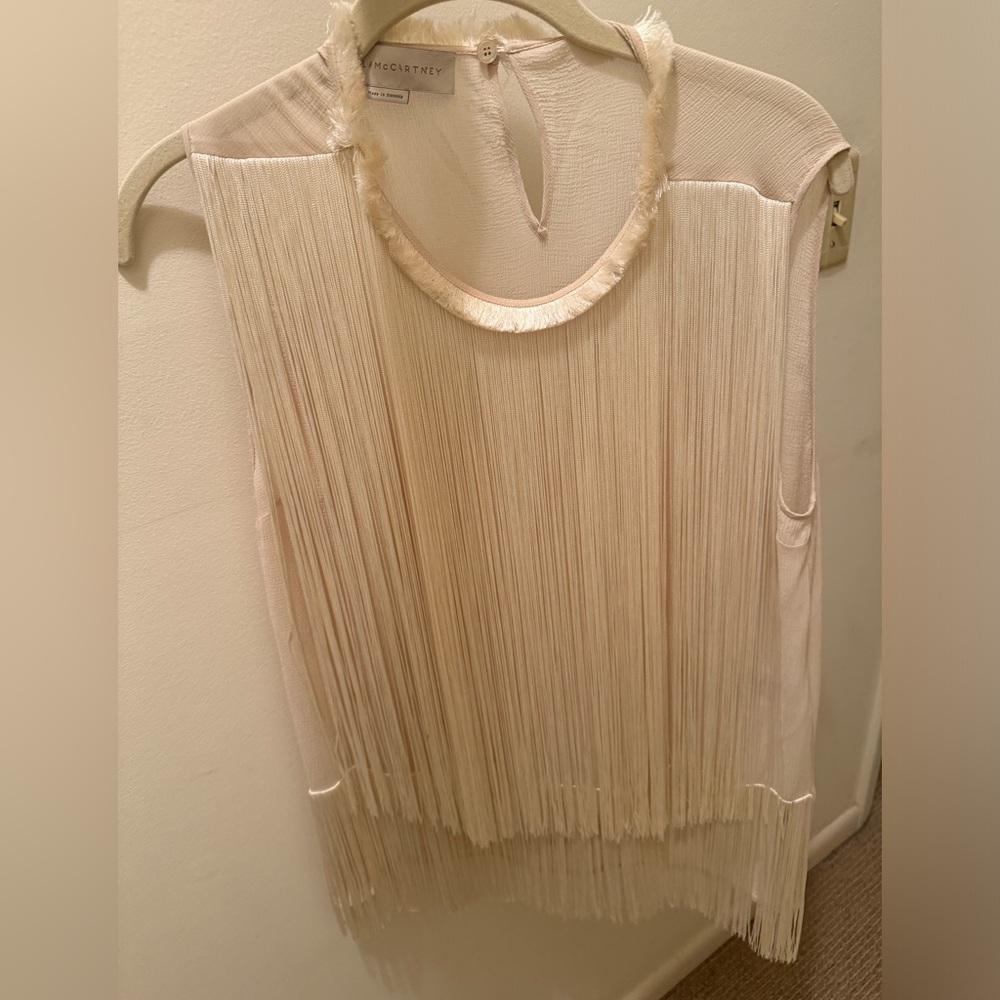 Stella McCartney Cream Sleeveless fringed  Blouse